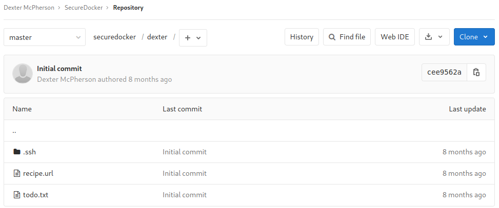 The dexter folder contained an SSH folder