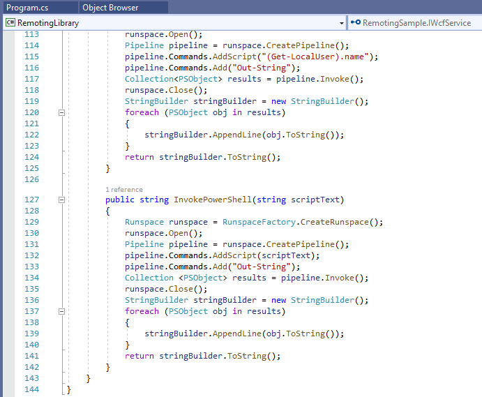 This version of the Remoting Library contained a method for invoking PowerShell commands
