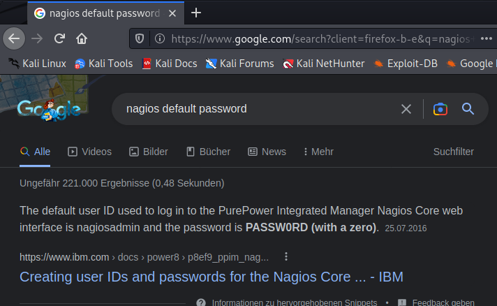 nagios default credentials